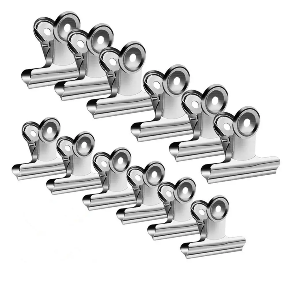 

12 Pcs Stainless Steel Chip Innovative Household Kitchen Food Sealing Clamp Clip Powder Food Storage Package Bag Clip
