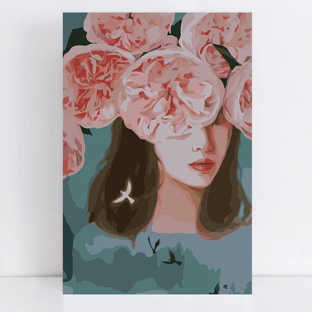 

Heart blooming with flowers paintings drawing coloring by numbers on canvas frame numbering paint number kits acrylic