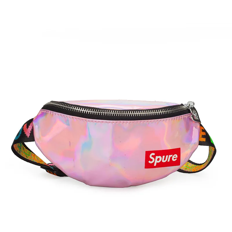 Лазерная поясная сумка унисекс, модный дизайн, маленькая нагрудная Сумка для малышей, Детская сумка через плечо, сумка на плечо для маленьких девочек и мальчиков - Цвет: Розовый