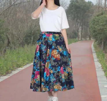 28 цветов, длина 90 см,, женские летние богемные модные хлопковые льняные юбки с принтом, этнические винтажные повседневные юбки W1335 - Цвет: color 30