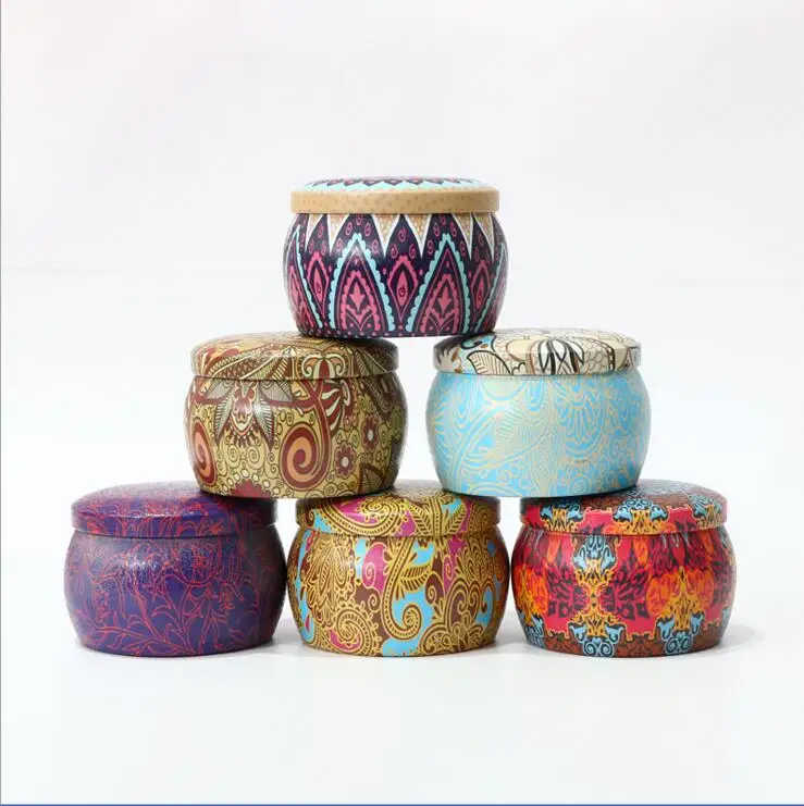

6pcs/lot Bohemian Style Drum Shape Tin Box Metal Coin Saver Jewerly Case Pill case Chocolate Box Iron Gift Storage Case