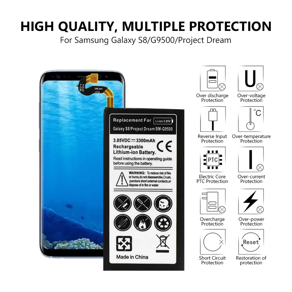 Mbile телефон литиевая батарея для Samsung Galaxy S8 SM G9500 G проект Dream G9508 G950F 3300mAh 3 85 V Bateria с