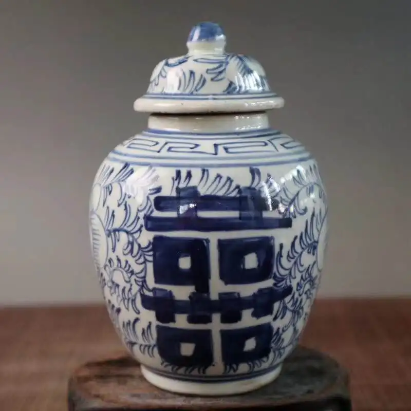 

Elaborate Chinese Classical Old-style Republic China "XI" auspicious pottery pot / tea caddy