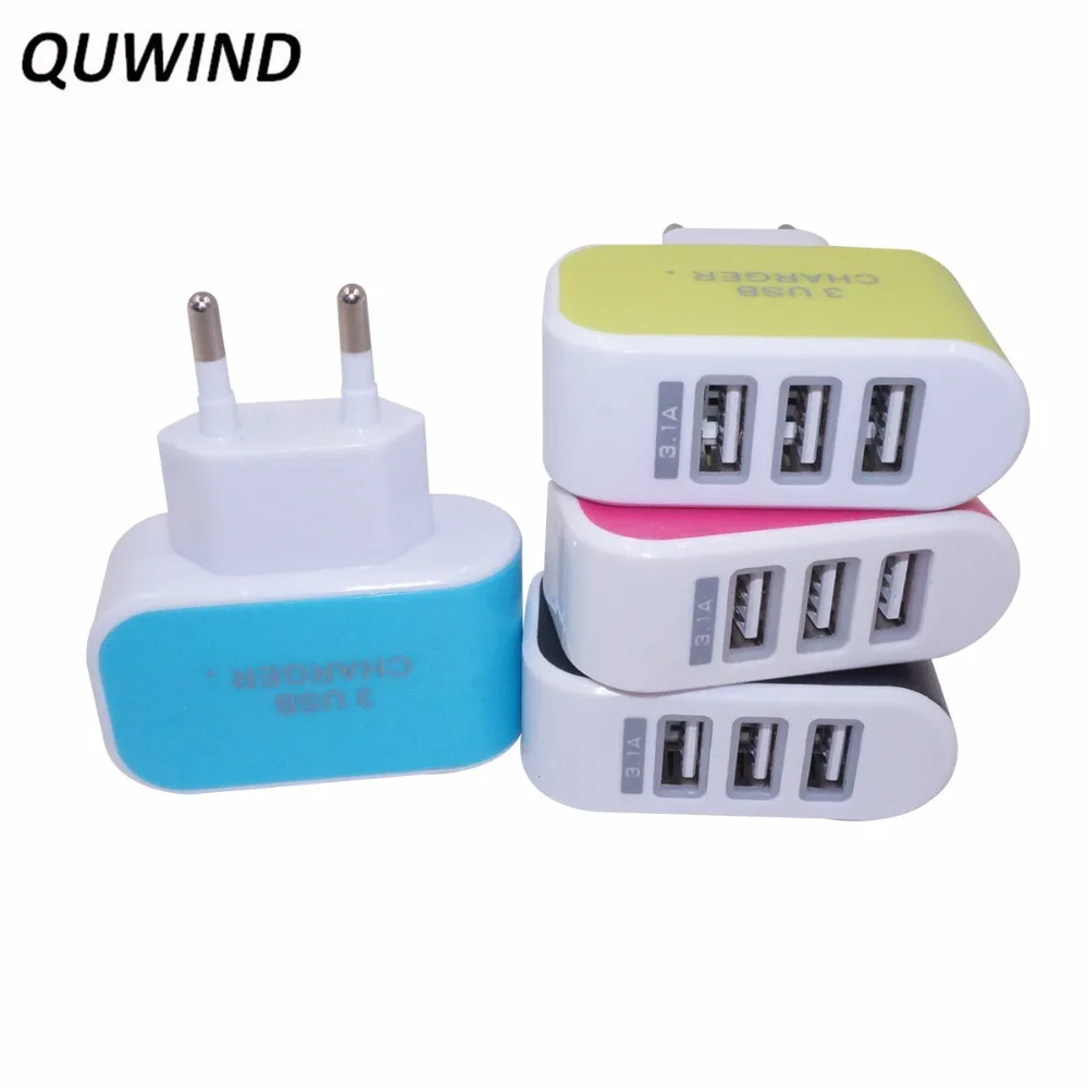 QUWIND Smart портативное зарядное устройство для путешествий с 3 портами USB X 1A EU Plug(макс. 1,5 А