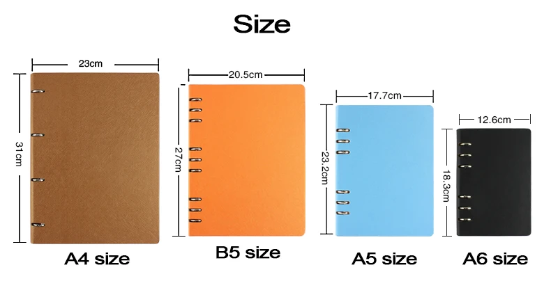  RuiZe Faux Leather Notebook A5 A6 B5 A4 Big Spiral 
