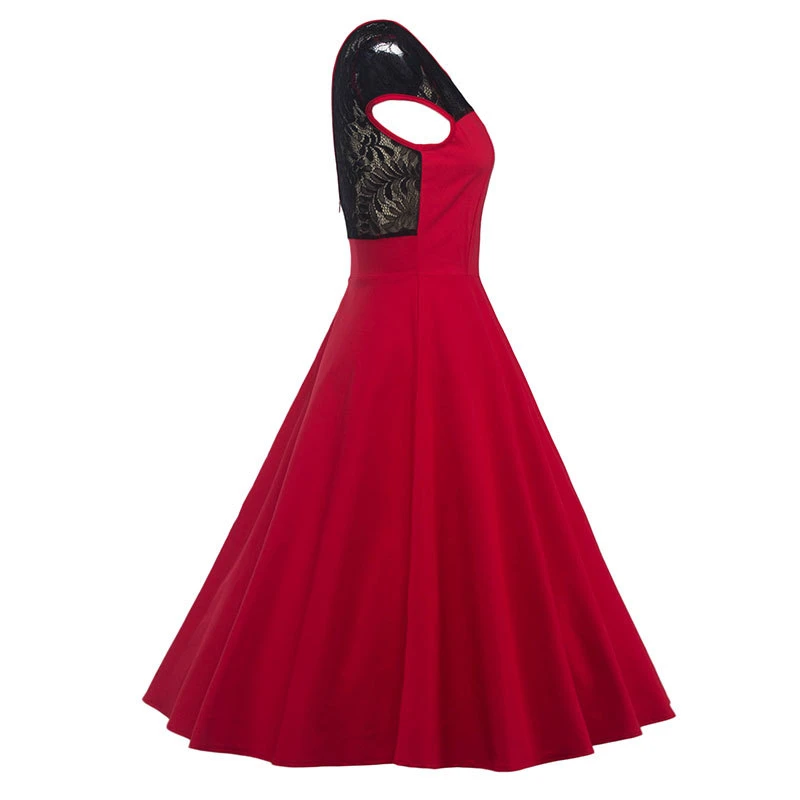 Kostlish Sexy Lace Hollow Summer Dress Women 2017 Sleeveless Slim 50s 60s Vintage Dress Elegant Backless Evening Party Dresses (4)