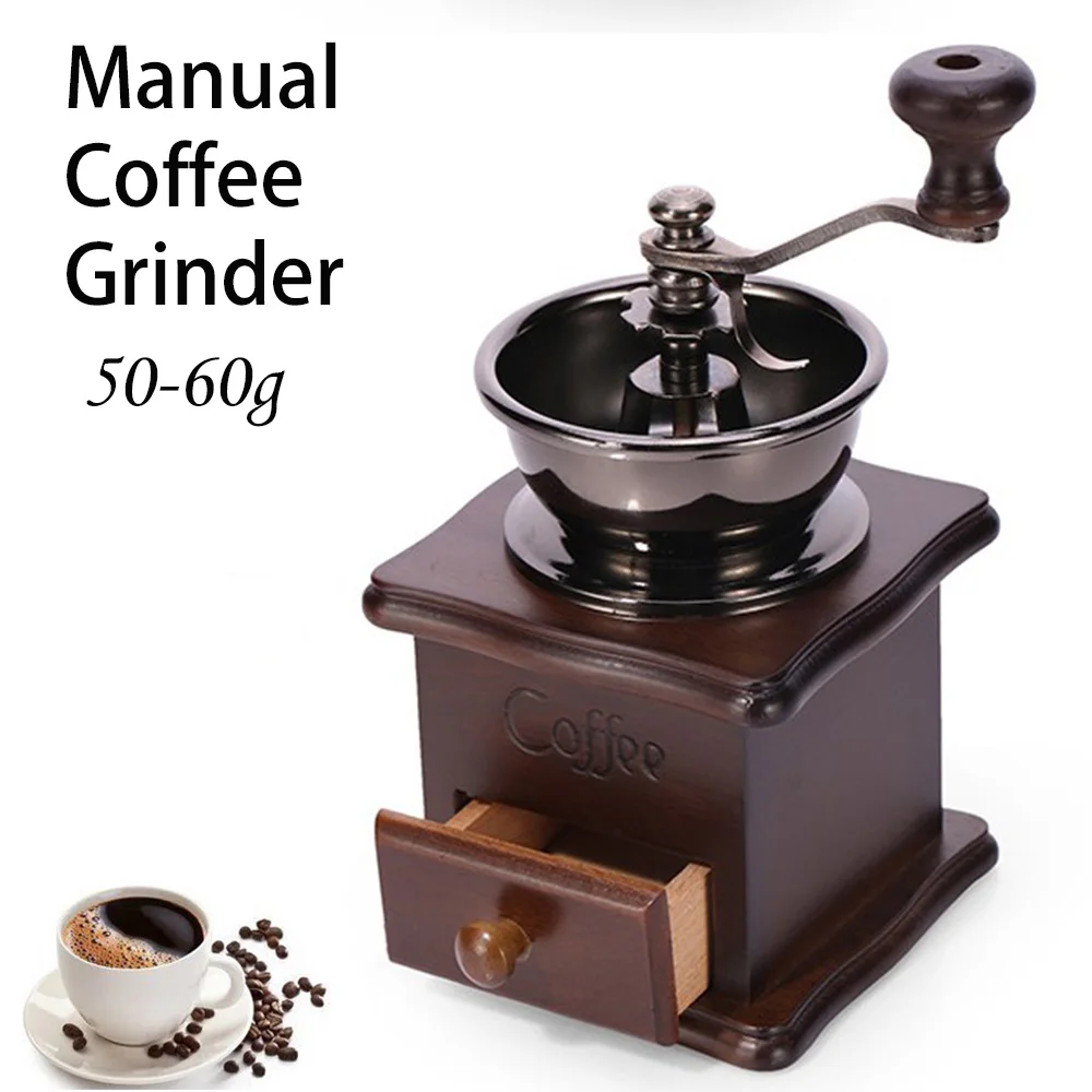 Classical Wooden Mini Manual Coffee Grinder Stainless Steel Miller