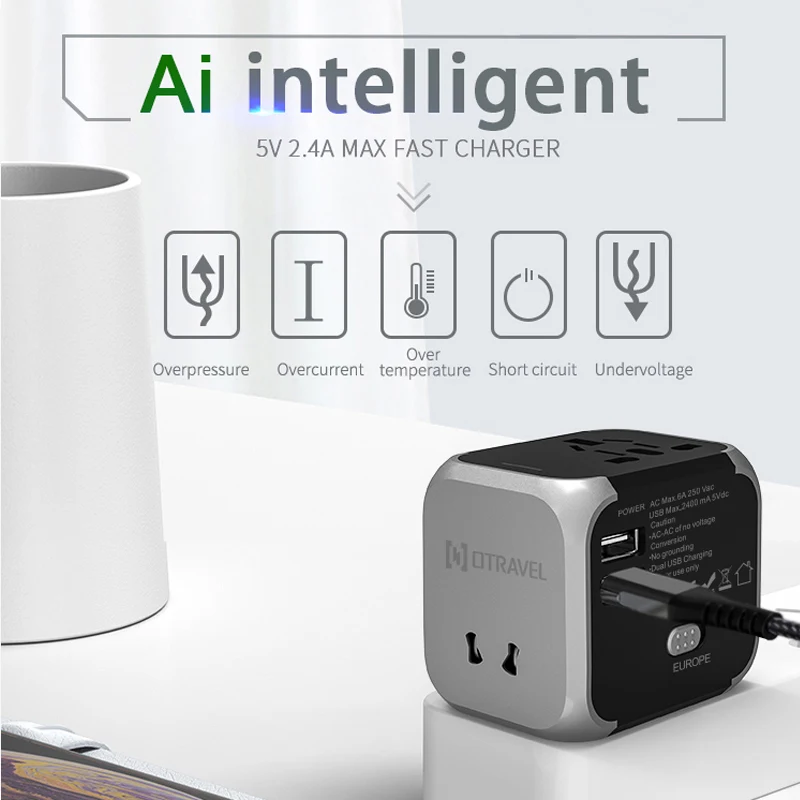 

Power Adapter Quick Charge 3.0 Eu Plug Adapter for Sockets International Travel Adapter Charger USB Plug UK / US / EU / AU