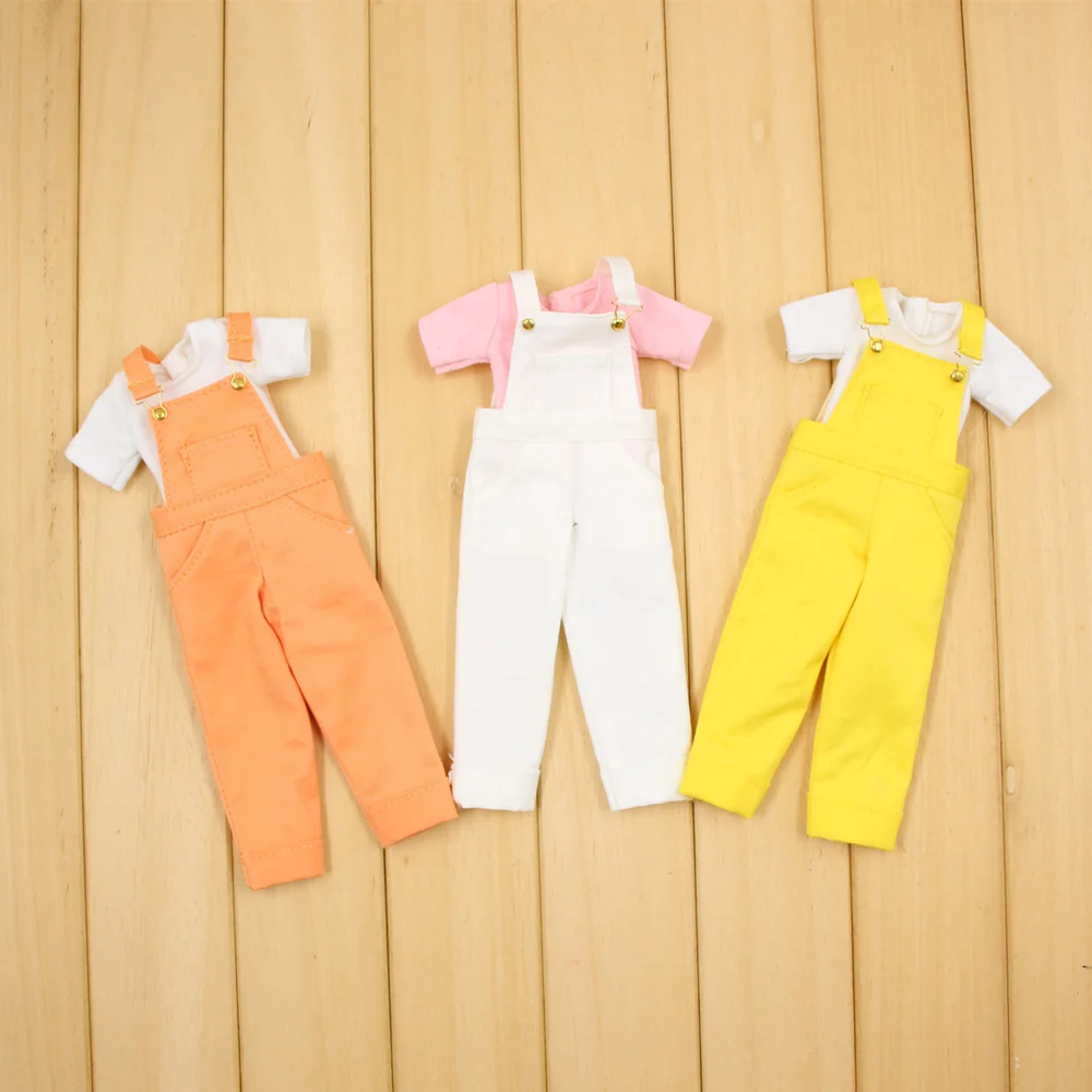 

Clothes for 1/6 Blyth icy doll new candy-colored strap trousers with short sleeves girl gift ICY BJD toy