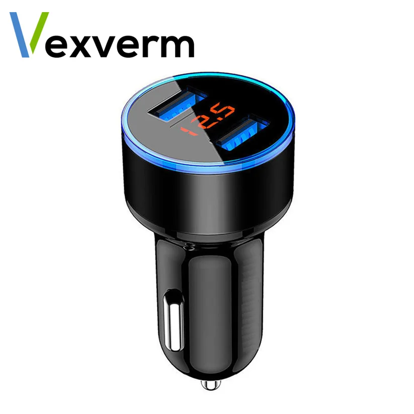 3.1A Dual USB Car Charger 2 Ports LCD Display 12-24V Cigarette Socket Lighter Car Charger for iphone samsung xiaomi huawei etc