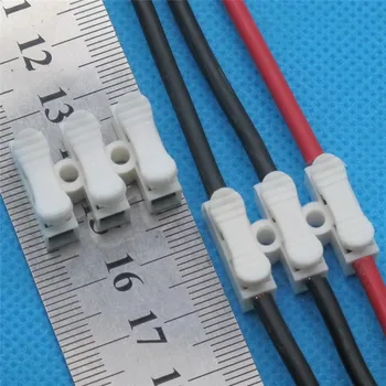

100X 3p Spring Connector wire with no welding no screws Quick Connectos cable clamp Terminal Block 3 Way Easy Fit for led strip