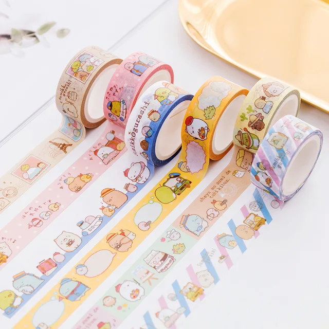 Cute Kawaii Cartoon Sumikko Gurashi Masking Washi Tape Decorative Adhesive Tape Decora Diy Scrapbooking Sticker Label Stationery