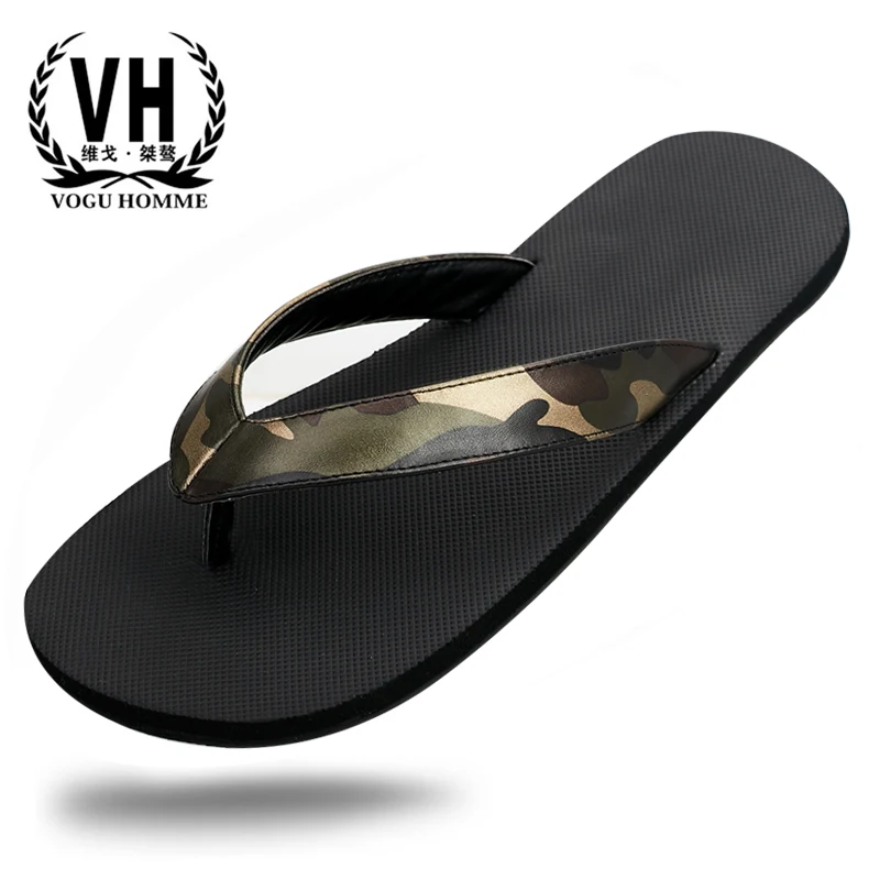 

Summer slippers mens fashion Korean personality breathable flip-flops leather outdoor beach shoes men shoes beach outdoor