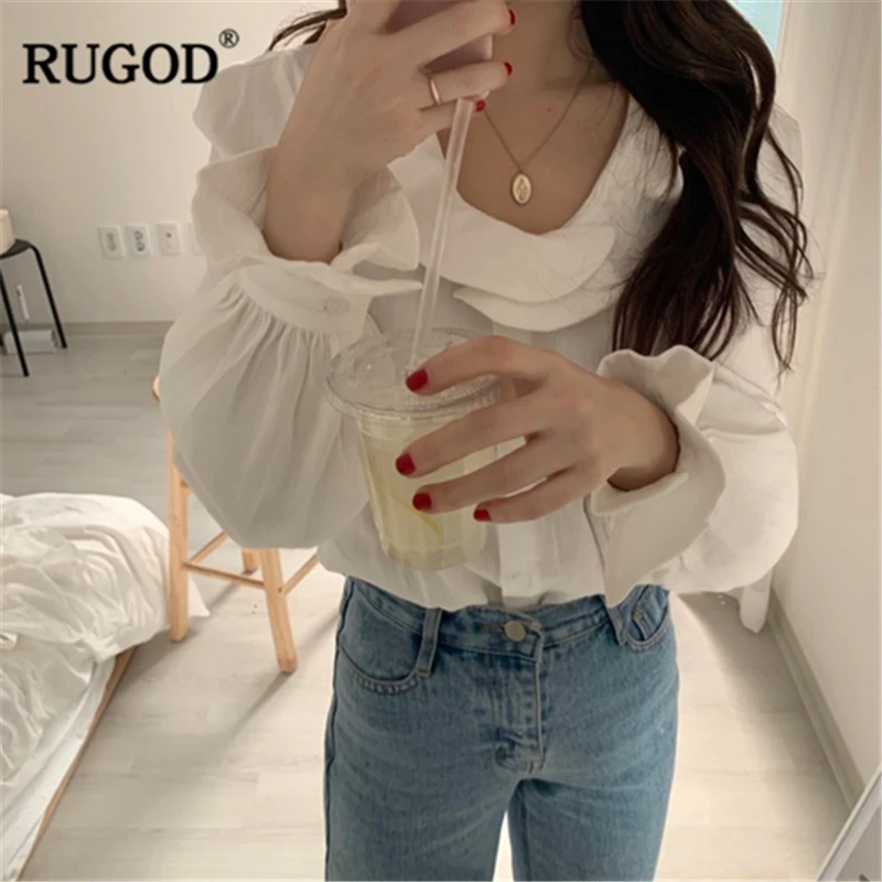 RUGOD с гофрированным воротником на каждый день белые женские туфли однотонная