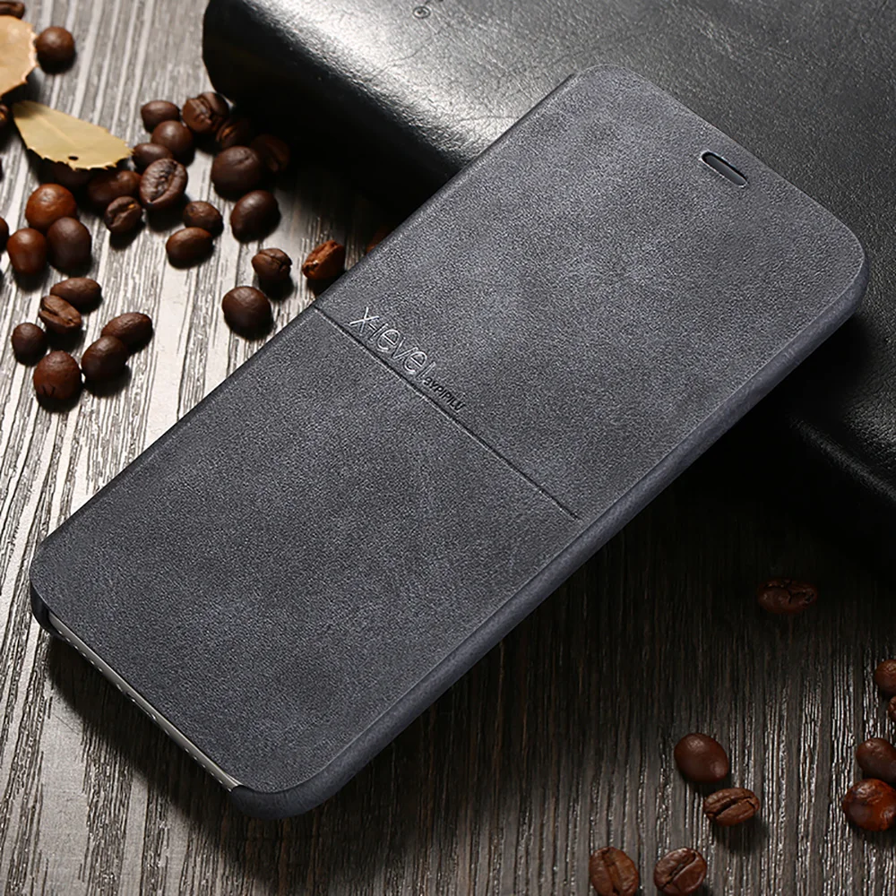 Роскошный кожаный чехол X-Level для iPhone X XS XR полная защита откидная подставка мягкая