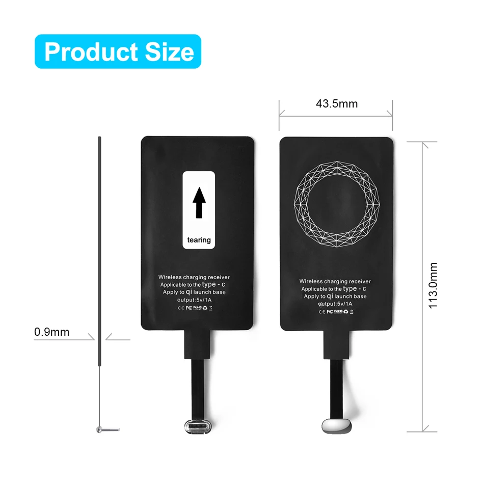 CHOETECH USB Type C ультра тонкий беспроводной зарядный приемник патч модуль чип для LG