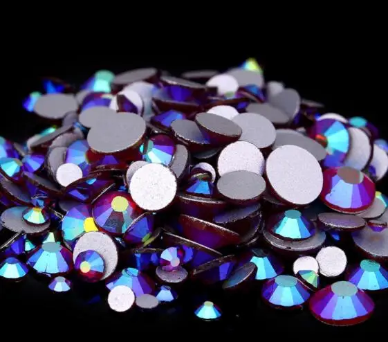 

Siam AB Color ss3,ss4,ss5,ss6,ss8,ss10,ss12,ss16,ss20,ss30 Flat Back Crystal Non Hotfix Nail Art Glue On Rhinestones