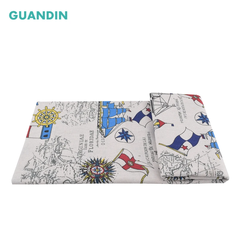 GUANDIN ткань из хлопка и льна с принтом для шитья квилтинга DIY серия Сейлор тканевая