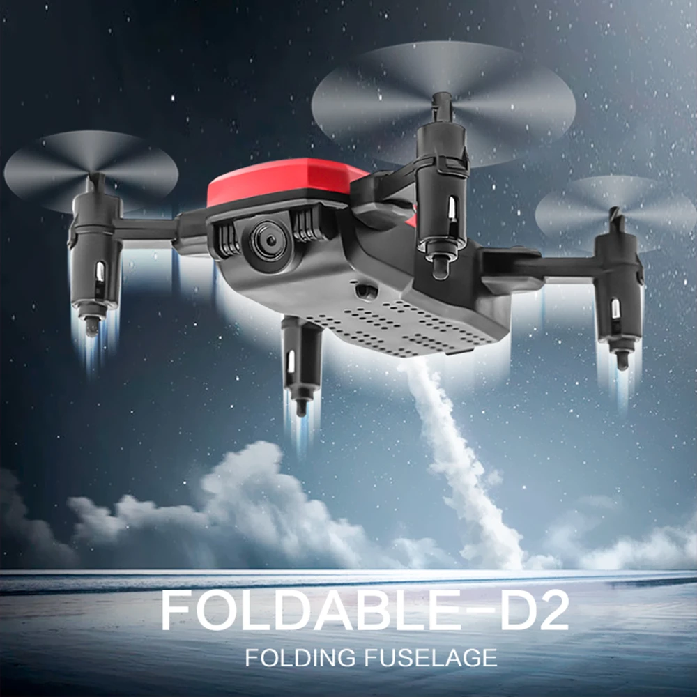 Mini Drone D2 Drones with Camera HD 0.3/2.0MP RC Helicopter Foldable Fixed Height Quadcopter VS E61HW S9HW