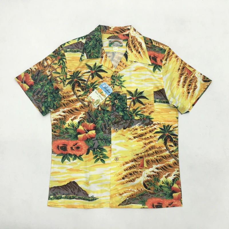Camicia Hawaiana | Uomo | Vintage | 100% Cotone | M - 6XL | Manica Corta | Spiaggia | Palme | Estate | Festa | Aloha | Hawaii | Arancia | Hawaiiana - Foto 2