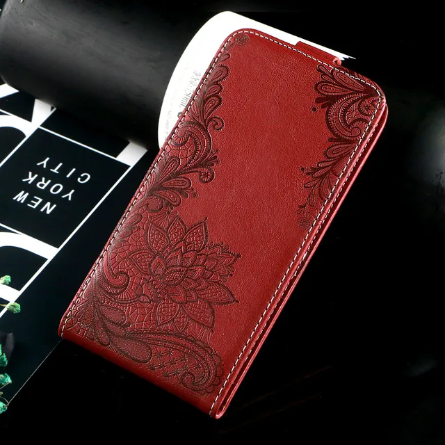 Best Price Vintage Business Embossed flower butterfly towel flip up and down leather case cover for Haier G55