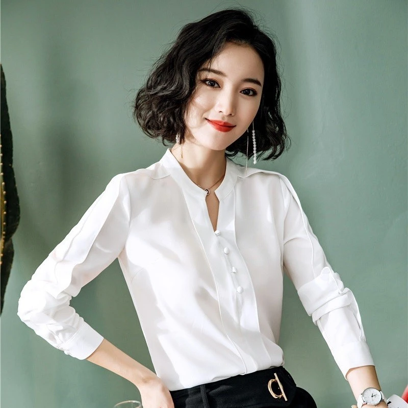 Blusas de larga para mujer, ropa de trabajo de negocios, estilos OL, primavera y verano, novedad, y camisas| - AliExpress