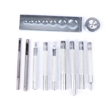 

11Pcs/Set Die Hole Punch Button Snap Rivet Setter Base Kit DIY Leather Craft Tool Dls HOmeful