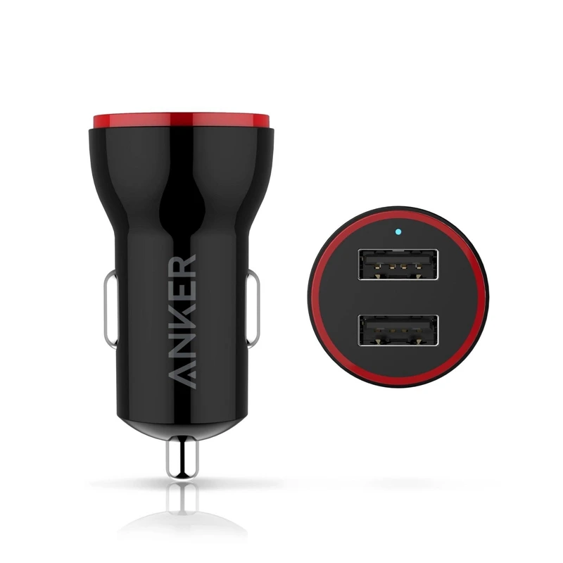  Newest Anker Brand Power Drive 12W 2.4A Dual Port USB Car Charger Fast Charger With PowerIQ Technology For iPhone For Samsung 