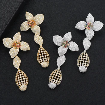 

missvikki New Fashion Romantic Trend original Charm Flower Earrings for Women Bridal Wedding Engagement Show Party Jewelry