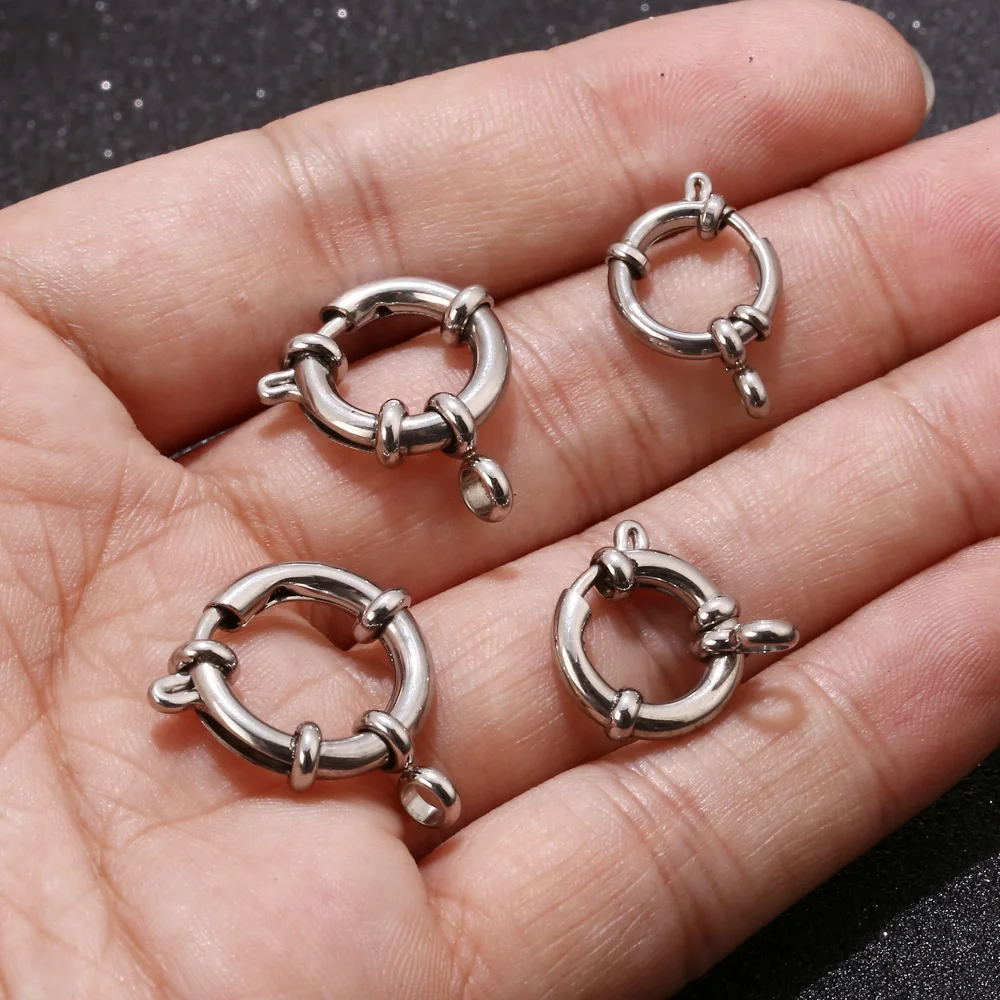 

wholesale 20pcs Stainless Steel Spring Ring Clasps Smooth Surface Quick Link Steel Ring Clasp for DIY Jewelry Making 12/14/16/18