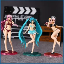 15CM Japanese Anime Doll Hatsune Miku swimsuit PVC action Figure Model Sex Toy for collection free shipping