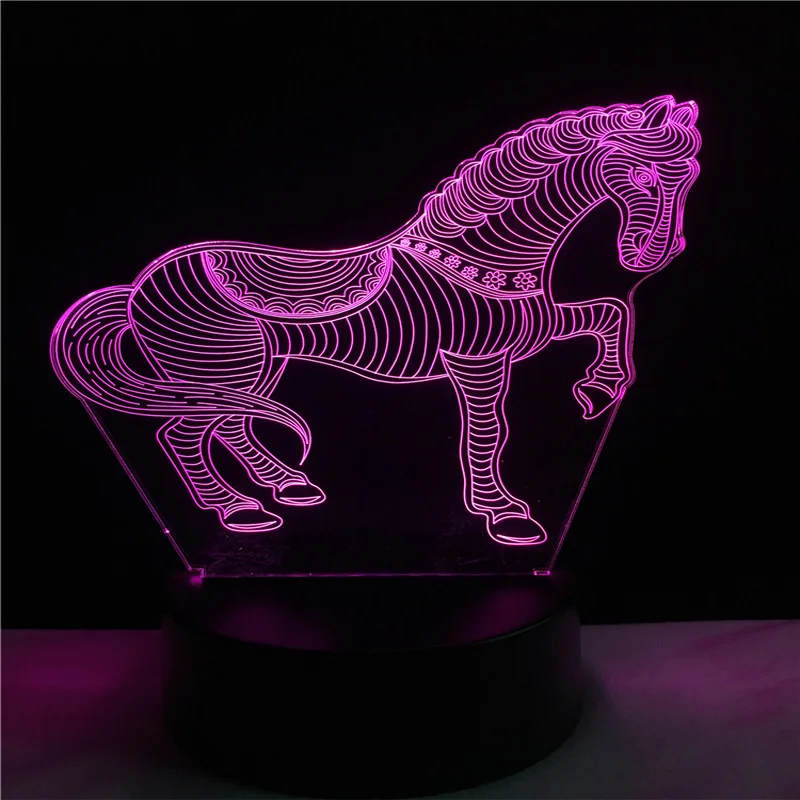 Luzes da Noite novo animal cavalo 3d usb Controller : Touch/controller/usb