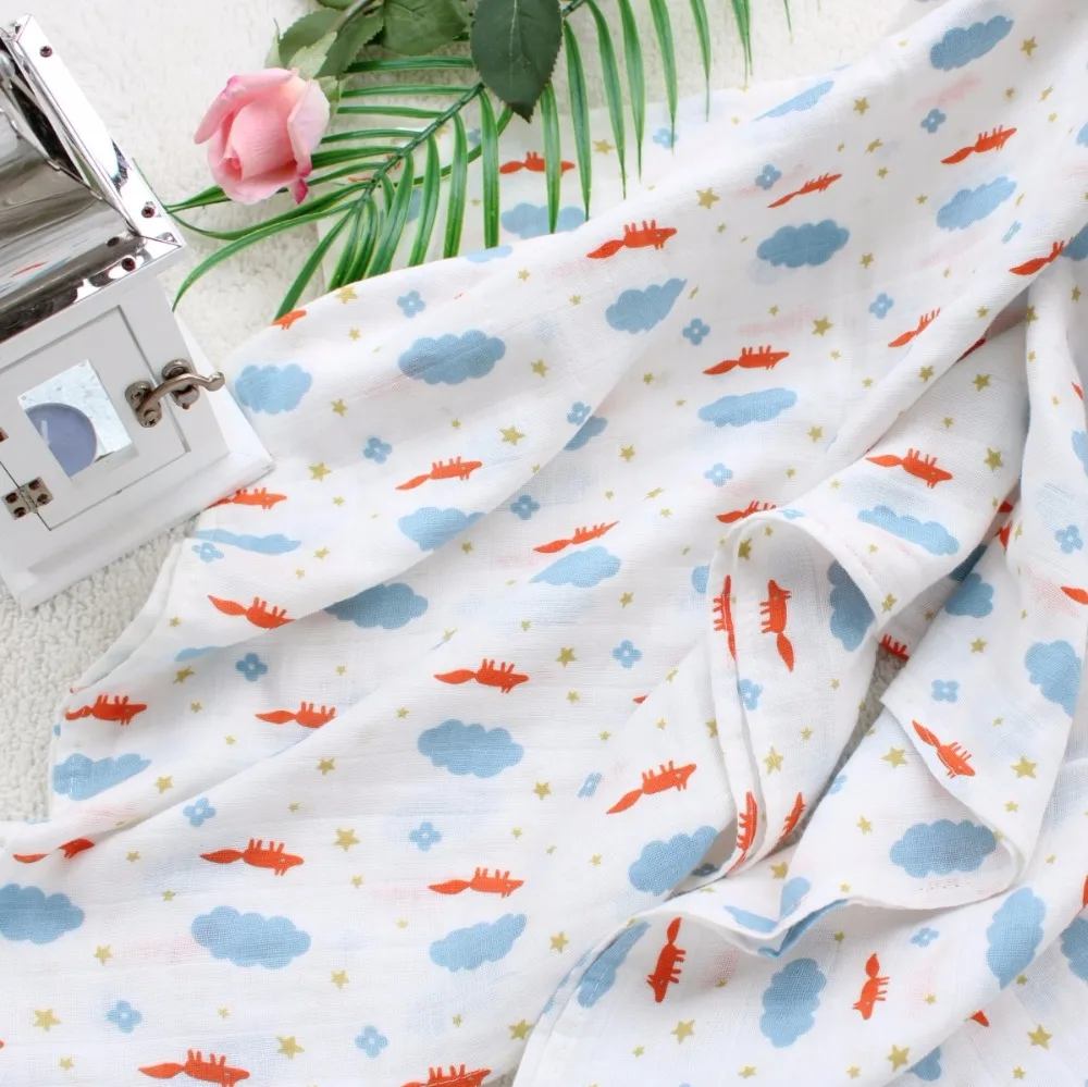

100%Cotton Super Soft 2 Layers Multi-usage baby newborn Muslin swaddle receiving blanket Boy Baby Bath Towel blanket cart cover