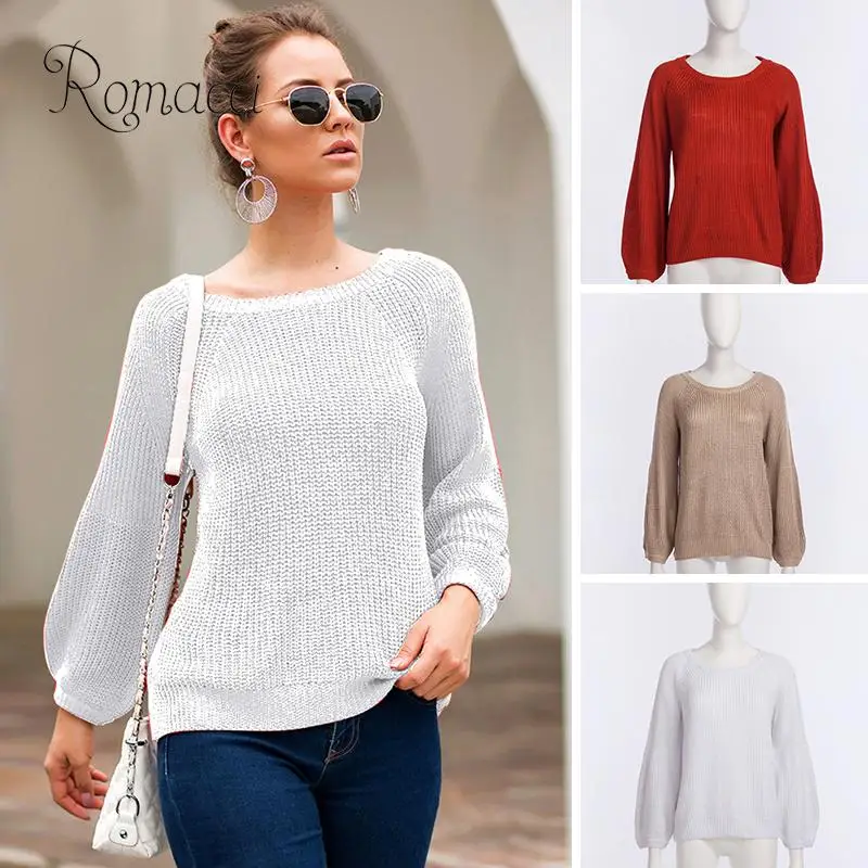 Women Loose Knitted Pullover Women Sweater Raglan Lantern Long Sleeves O Neck Solid Women's Winter Sweaters Knitting Jumper Tops Women Loose Knitted Pullover Women Sweater Raglan Lantern Long Sleeves O Neck Solid Women's Winter Sweaters Knitting Jumper Tops