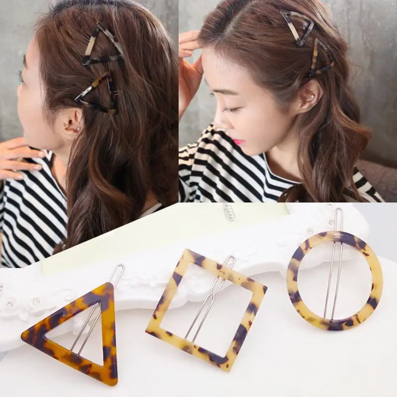 Женские корейские минималистичные стильные заколки винтажные леопардовые янтарные Черепаховые цветные заколки Геометрическая круглая