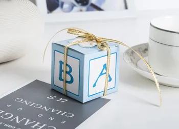 

100pc/lot Baby Shower Baby Candy Box Cute Babyshower Party Boxes Letter BABY Printed Pink Blue Lovely Candy Small Gift Box