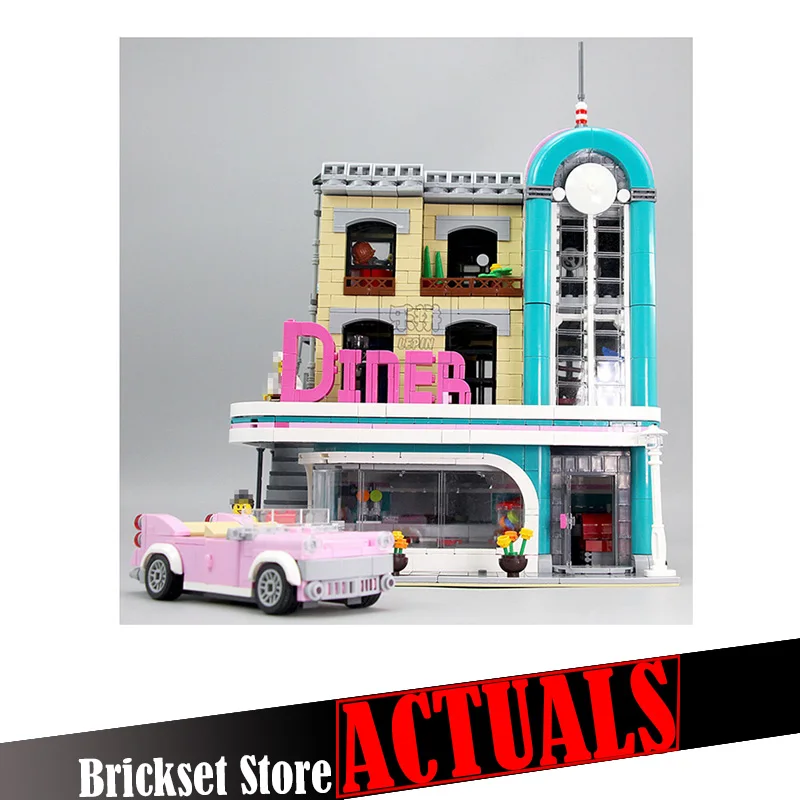 

LEPIN 15037 Downtown Diner Street View Creator Building Blocks Bricks Toys Enlighten For Boys oyuncak Compatible with legoINGly