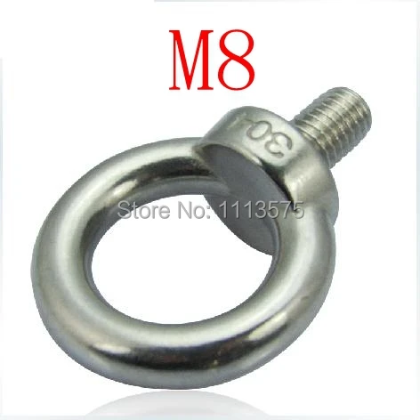4 x 304 Stainless Steel M8 8mm 5//16 Rigging Eye Bolts Marine Lifting Eye Bolt Ring Screw Loop Hole for Cable Rope Lifting Ochoos FDDT