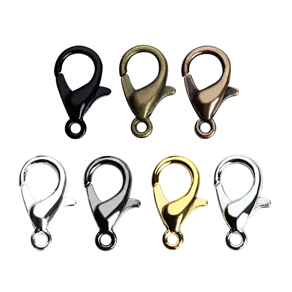 140pcs/box 6*12mm Mixed Metal Iron Lobster Clasps Plastic Box Jewelry