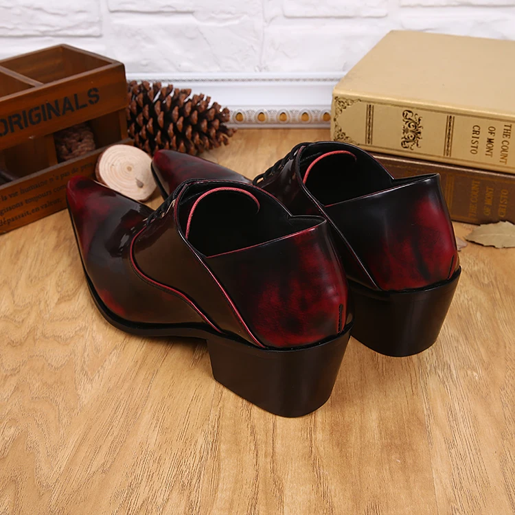Homens Negócios Alto Apontou Lace Mens Handmade Patente Couro Salto Escondidos Clássico Sapatos Up Para Oxford Femininos De Toe Vestido HT7HA