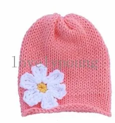 Длительность цветок шапки хлопок шляпы Детские вязаная шапка из мягкого хлопка - Цвет: pink