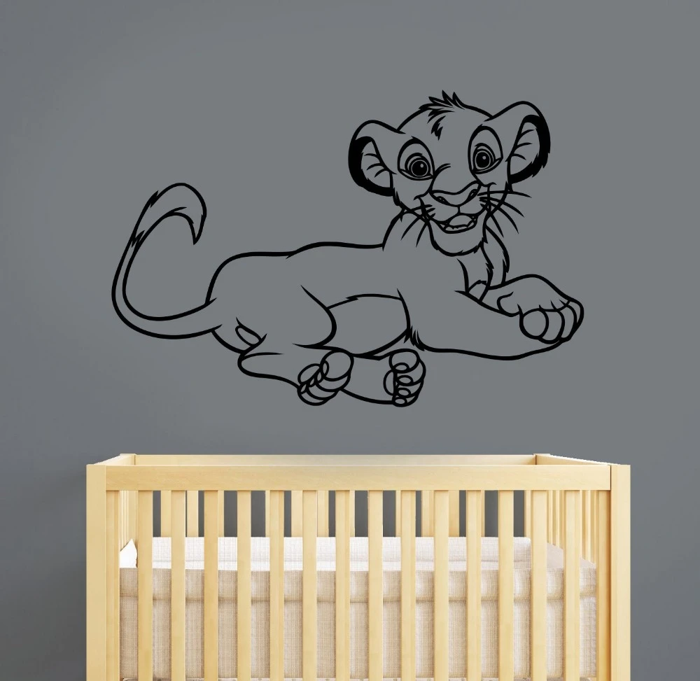Autocollant Mural Simba En Vinyle Livraison Gratuite Decorations Pour La Maison Le Roi Lion Les Enfants Les Bebes Les Garcons Et Les Filles Pour Salle De Jeux Aliexpress