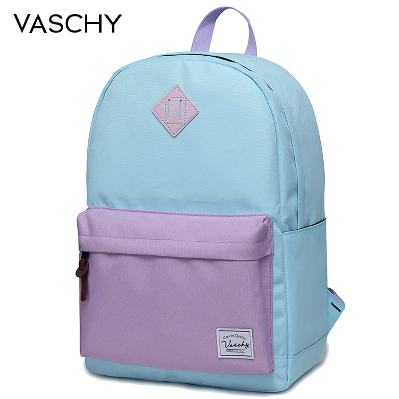 VASCHY School Bag for Girls Classic Water Resistant Rucksack School Backpack 14Inch Laptop for