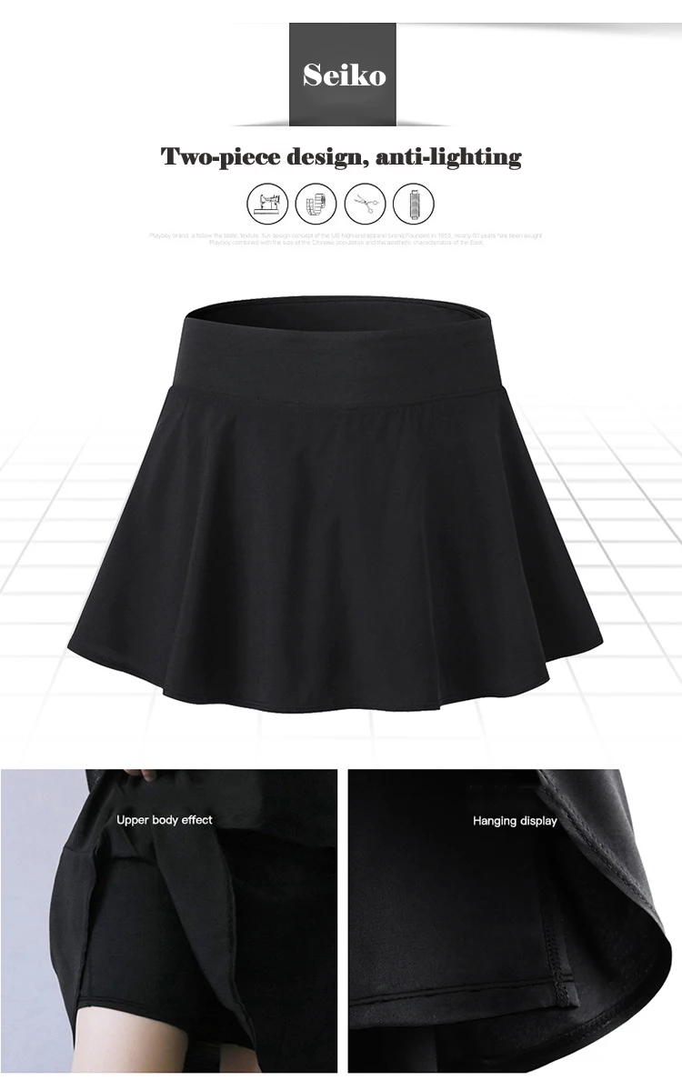 Спортивная юбка женские теннисные юбки дышащая фитнес Йога бадминтон Высокая талия с внутренними шортами юбка для гольфа Runing платье для тенниса
