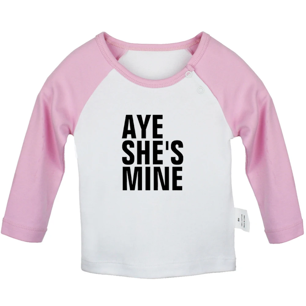 Buck off Aye She's Mine/Геометрические футболки для новорожденных с изображением радуги, смерти, Рей, робота футболки с длинными рукавами для малышей - Цвет: YbBabyYCP355C