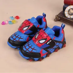 Детская Человек-паук обувь для мальчиков антискользящий дышащая обувь с подсветкой Детские светящиеся кроссовки обувь детская SE4