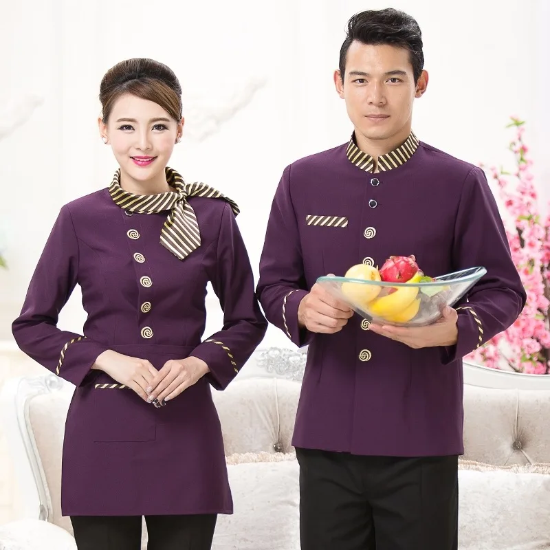 Hotel Waiter Uniform Women Long Sleeve Food Service Outfit Waitress