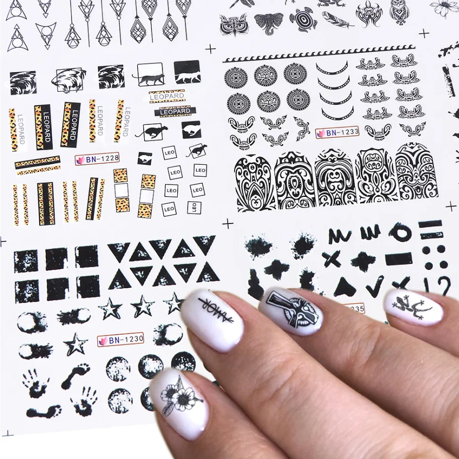 

12Design Water Nail Sticker Set Letter Flower Animal Manicure Transfer Decal Slider For Nails Art Wraps Decor Foil LEBN1225-1236