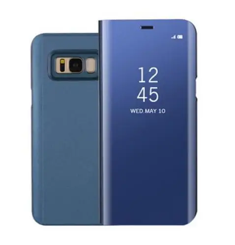 blue Смарт-Зеркало Покрытие кожаный флип чехол для samsung Galaxy Note8 A8 ясно, кожа для samsung S9 S8 плюс S7 - Цвет: blue