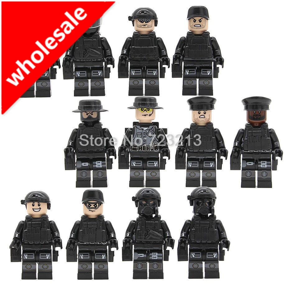 

Wholesale 120pcs Legoingly Camouflage Military SWAT Teams Figure Set Police Weapon Model Building Blocks kits Brick Toys JY1620